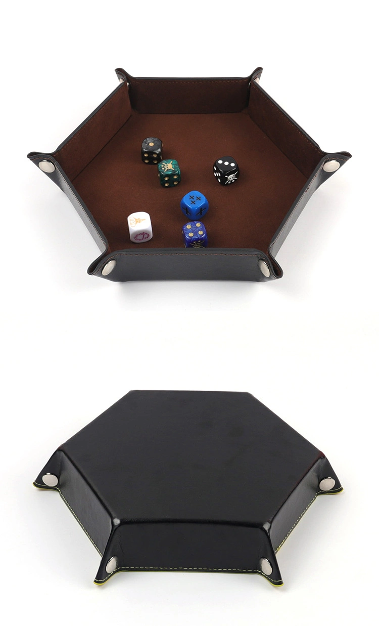 PU Leather Decorative Custom Dice Shower Tray Folding Coin Key Tray