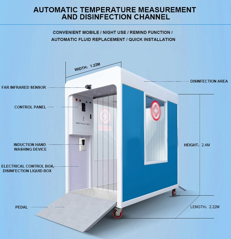 Smart Mobile Intelligent Ultrasonic Fogger Temperature Checking Sterilization Chamber Disinfection Channel