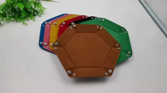 PU Leather Decorative Custom Dice Shower Tray Folding Coin Key Tray