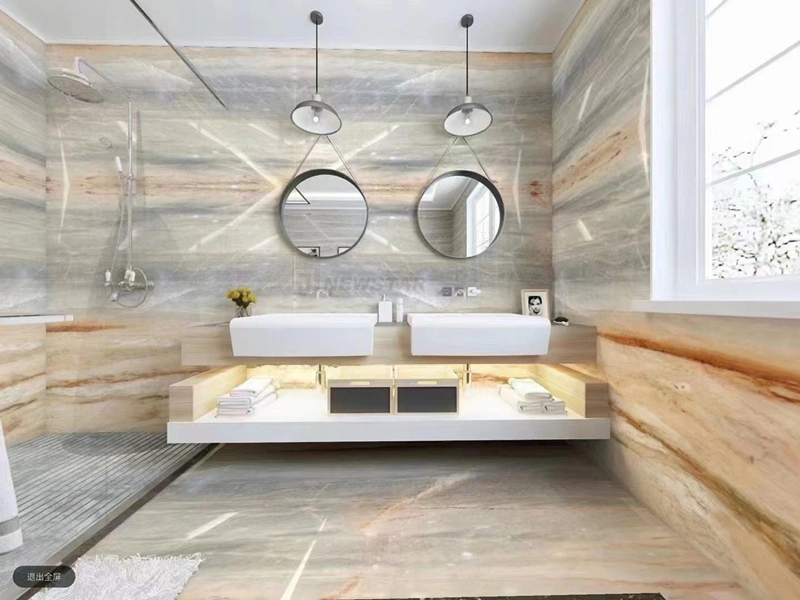 Best Quality Blue Onyx Marble Big Slab Kitchen Countertop Marble Island Custom Size Polished Bathroom Marble Slab Shower Wall