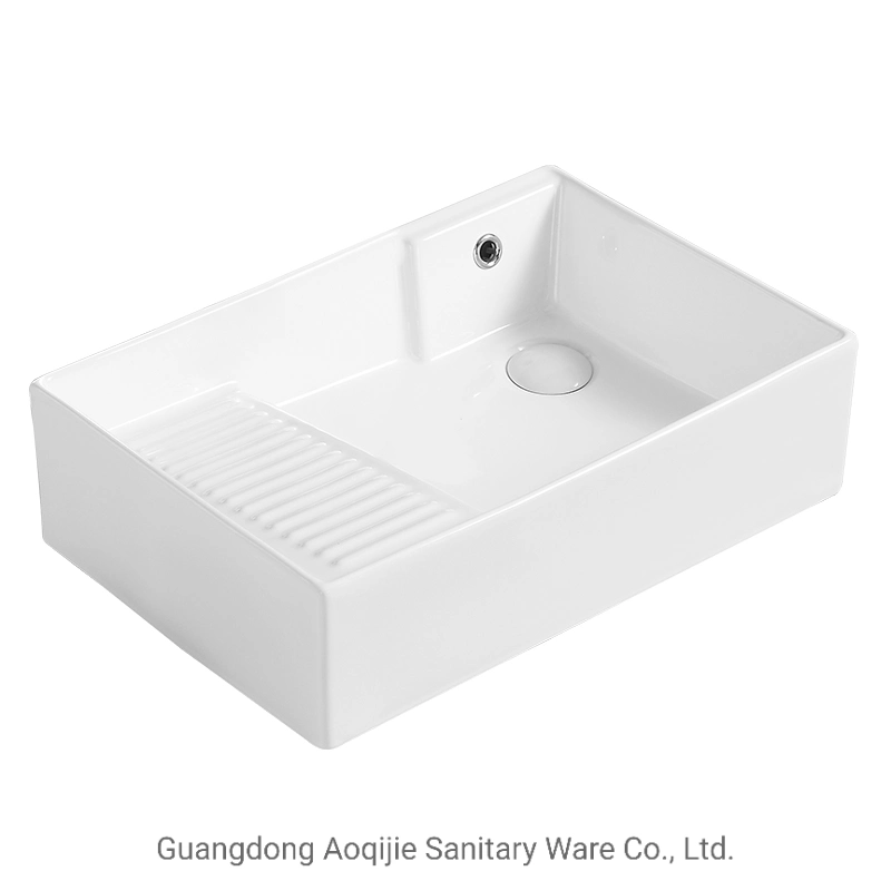 Sanitary Ware High Quality Modern Design Bathroom White Sink Table Top Wash Basin Double Funtions Sink with Laundry Funtion Wash Hand Baisn