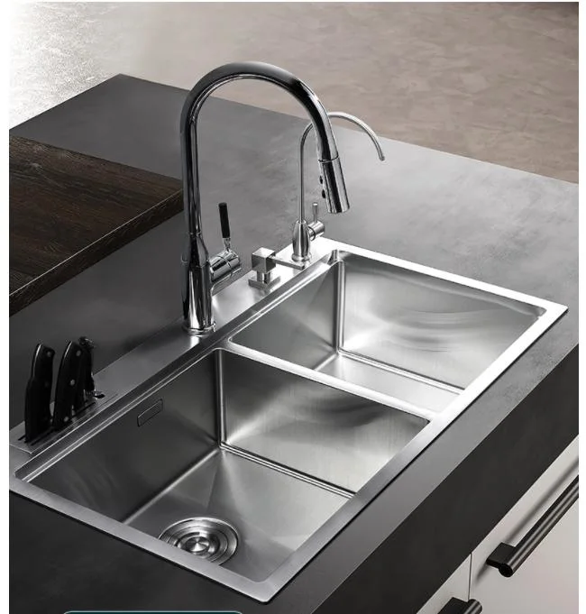 Handmade Stainless Steel Nano Black Double Bowl Kitchen Sink Customize Stainless Steel Laundry Sink
