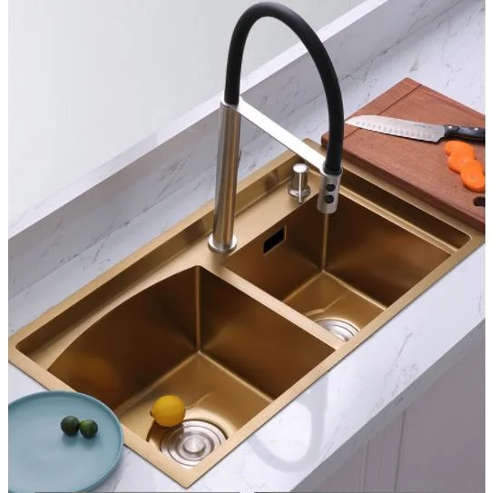 Handmade Stainless Steel Nano Black Double Bowl Kitchen Sink Customize Stainless Steel Laundry Sink