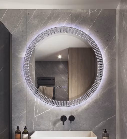 Round LED Bathroom Mirror Suspension Smart Makeup Mirrors