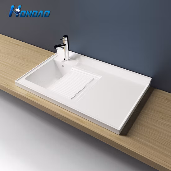 Hondao Laundry Sinks Quartz Stone Solid Surface Laundry Troughs Size at 950*600*240mm